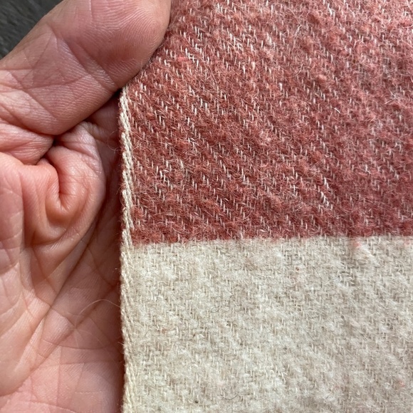 VTG 1950s Pink Plaid Wool Blanket Throw 65.5 x 72.75" Twin Full - Picture 6 of 6